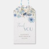 DUSTY Blue Wildflower Baby shower Dank u Cadeaulabel (Voorkant)