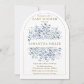 Dusty Blue Wildflower Baby shower Invitation Kaart (Voorkant)