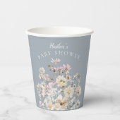 Dusty Blue Wildflower Baby Shower  Papieren Bekers (Voorkant)