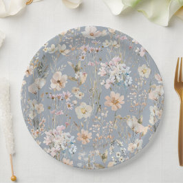 Dusty Blue Wildflower Baby Shower  Papieren Bordje