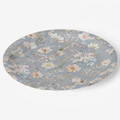 Dusty Blue Wildflower Baby Shower  Papieren Bordje (Gekanteld)