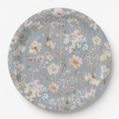 Dusty Blue Wildflower Baby Shower  Papieren Bordje (Voorkant)