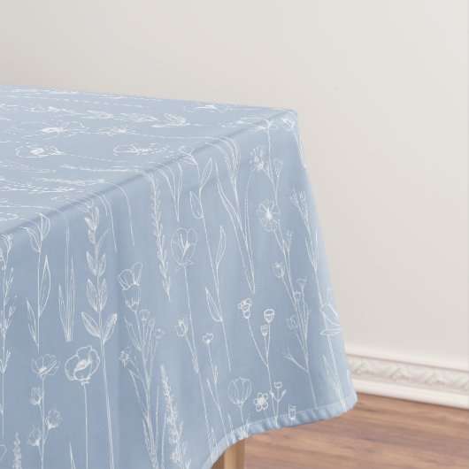 Dusty Blue Wildflower Baby Shower Tablecloth Tafelkleed (Voorbeeld)