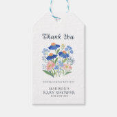 Dusty Blue Wildflower Baby Shower Thank You   Cadeaulabel (Voorkant)
