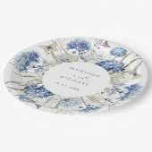 Dusty Blue Wildflower Bloemen Boho Huwelijk Papieren Bordje (Gekanteld)