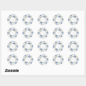 Dusty Blue Wildflower Bloemen Boho Huwelijk Ronde Sticker (Vel)