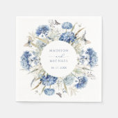 Dusty Blue Wildflower Bloemen Boho Huwelijk Servet (Voorkant)