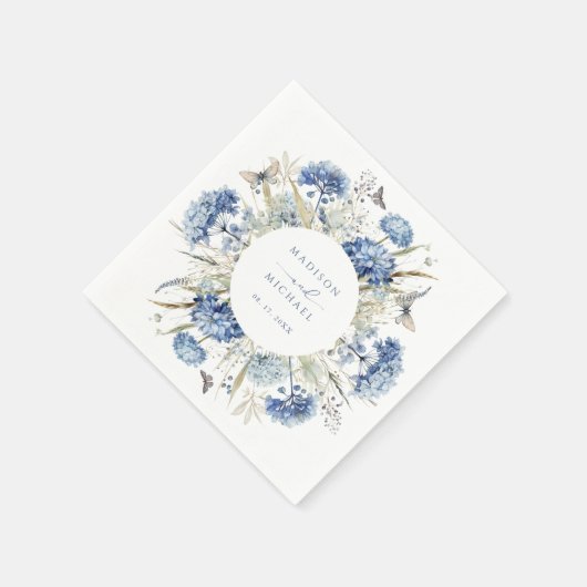 Dusty Blue Wildflower Bloemen Boho Huwelijk Servet (Hoek)