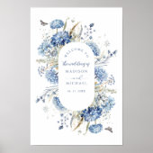Dusty Blue Wildflower Bloemen Boho Huwelijk Welkom Poster (Voorkant)