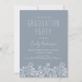 Dusty Blue Wildflower Bloom Graduation Party Boho Kaart (Voorkant)