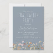 Dusty Blue Wildflower Bloom Graduation Party Boho Kaart (Voorkant)