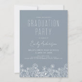 Dusty Blue Wildflower Bloom Graduation Party Boho Kaart (Voorkant)