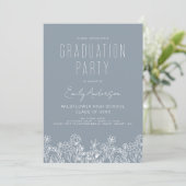 Dusty Blue Wildflower Bloom Graduation Party Boho Kaart (Staand voorkant)
