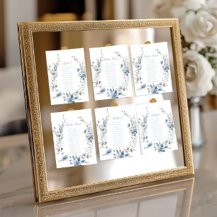 Dusty Blue Wildflower Bloom Trouwtafel Nummer Kaart