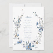 Dusty Blue Wildflower Bloom Trouwtafel Nummer Kaart (Voorkant)