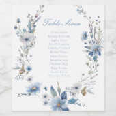 Dusty Blue Wildflower Bloom Trouwtafel Nummer Wijn Etiket (Enkel label)