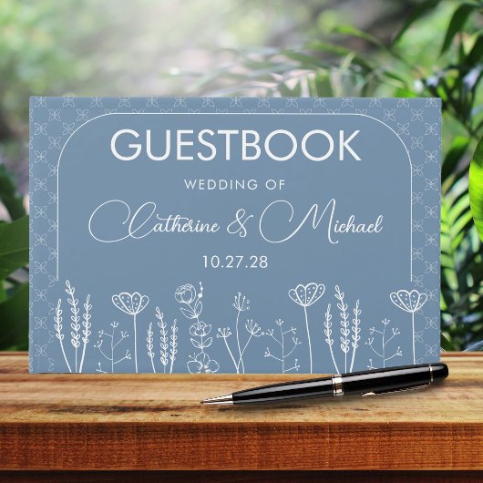 Dusty Blue Wildflower Bohemian Arch Wedding Gastenboek