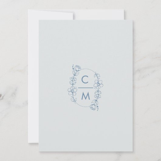 Dusty Blue Wildflower Bohemian Arch Wedding Kaart (Achterkant)