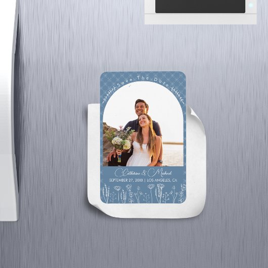 Dusty Blue Wildflower Bohemian Arch Wedding Magneet