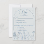 Dusty Blue Wildflower Bohemian Arch Wedding RSVP Kaartje (Voorkant)