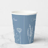 Dusty Blue Wildflower Bohemian Wedding Papieren Bekers (Rechts)