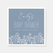 Dusty Blue Wildflower Boho Baby shower in Bloom Servet (Voorkant)