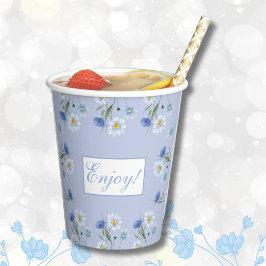 Dusty Blue Wildflower Boho Baby shower Papieren Bekers