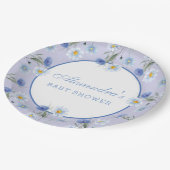 Dusty Blue Wildflower Boho Baby shower Papieren Bordje (Gekanteld)
