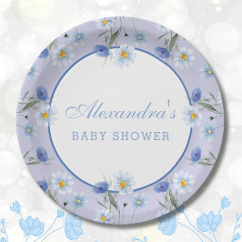 Dusty Blue Wildflower Boho Baby shower Papieren Bordje