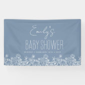 Dusty Blue Wildflower Boho Baby shower Spandoek (Horizontaal)
