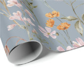 Dusty Blue Wildflower Boho Bloom Garden Boho Cadeaupapier (Rol Hoek)