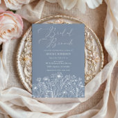 Dusty Blue Wildflower Boho Bruids Brunch Douche Kaart