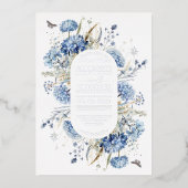 Dusty Blue Wildflower Boho Chic Garden Wedding Folie Uitnodiging (Voorkant)