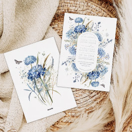 Dusty Blue Wildflower Boho Chic Garden Wedding Folie Uitnodiging