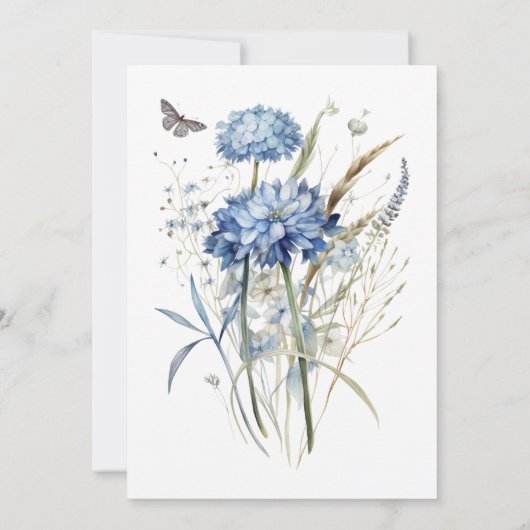 Dusty Blue Wildflower Boho Chic Vrijgezellenfeest Kaart (Achterkant)