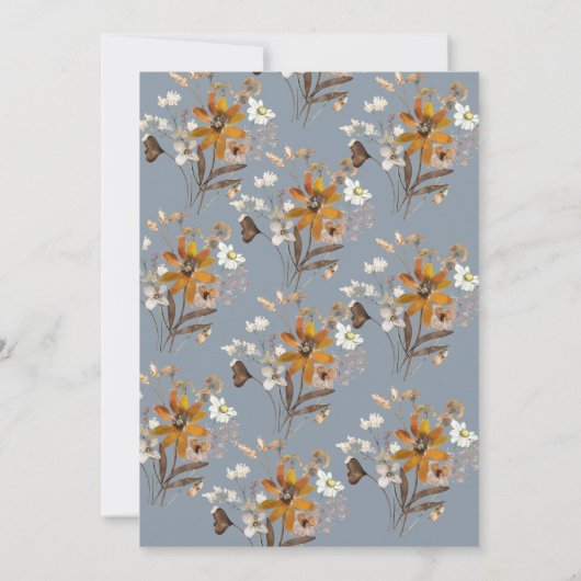 Dusty Blue Wildflower Boho Fall Wedding Kaart (Achterkant)
