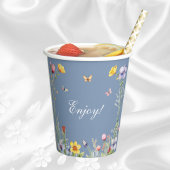 Dusty Blue Wildflower Boho Floral Vrijgezellenfees Papieren Bekers