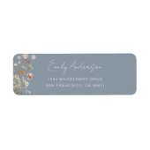 Dusty Blue Wildflower Boho Garden Retouradres Etiket (Voorkant)
