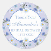 Dusty Blue Wildflower Boho Vrijgezellenfeest Dank  Ronde Sticker (Voorkant)