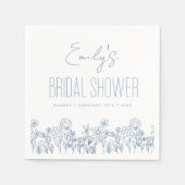 Dusty Blue Wildflower Boho Vrijgezellenfeest Servet (Voorkant)