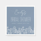 Dusty Blue Wildflower Boho Vrijgezellenfeest Servet (Voorkant)