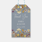 Dusty Blue Wildflower Boho Wedding Cadeaulabel (Achterkant)