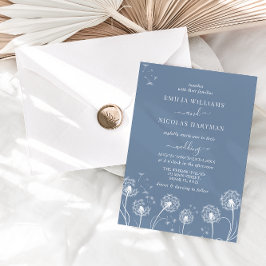 Dusty Blue Wildflower Boho Wedding Kaart