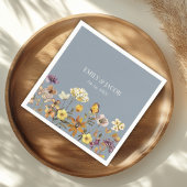 Dusty Blue Wildflower Boho Wedding Napkins Servet