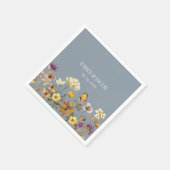 Dusty Blue Wildflower Boho Wedding Napkins Servet (Hoek)