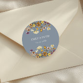 Dusty Blue Wildflower Boho Wedding Ronde Sticker