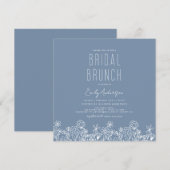 Dusty Blue Wildflower Bridal Brunch Vrijgezellenfe Kaart (Voorkant / Achterkant)