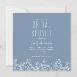 Dusty Blue Wildflower Bridal Brunch Vrijgezellenfe Kaart