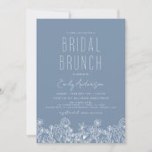 Dusty Blue Wildflower Bridal Brunch Vrijgezellenfe Kaart (Voorkant)