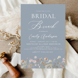 Dusty Blue Wildflower Bridal Brunch Vrijgezellenfe Kaart